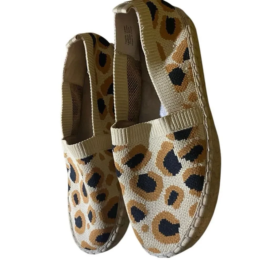 Deltan Hensley Leopard Print Flyknit Espadrille Flats size 7M